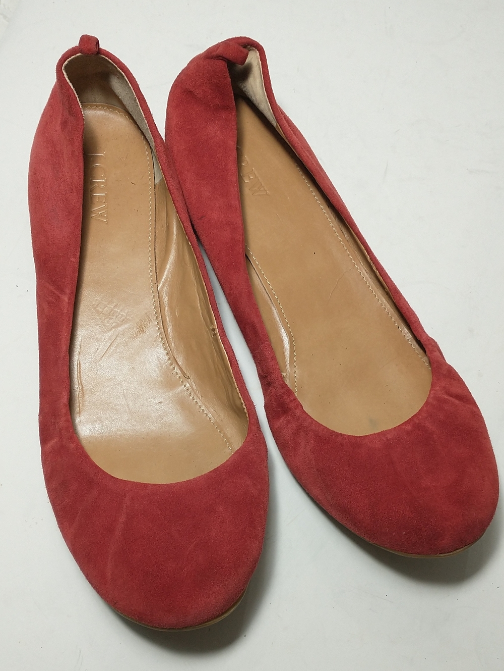 J Crew Red Suede Ballet Flats, Size 9.5, Cottage Core, Grandma Core, Fall Staple